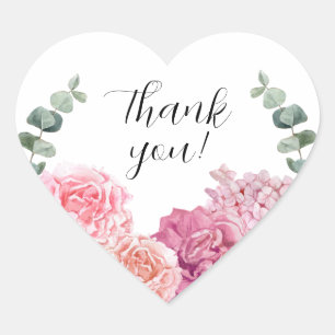 Thank you floral heart sticker