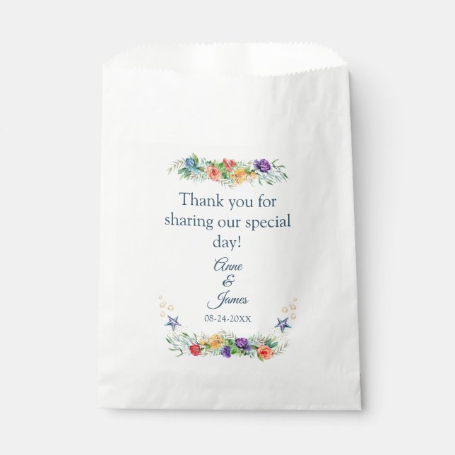 Thank You Floral Ocean Wedding Favour Bag (Front)