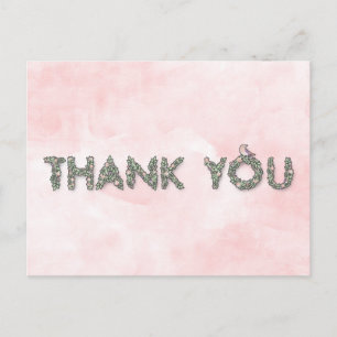 Thank You Floral Outlined Letters Postcard