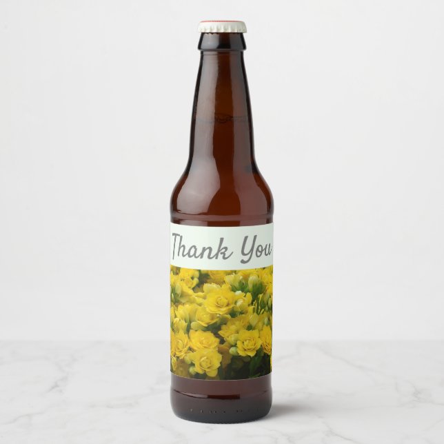 Thank You Floral Photo Appreciation Garden Flower Beer Bottle Label (Front)