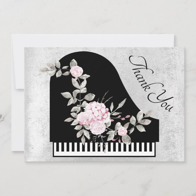 thank you floral piano decor card (Front)