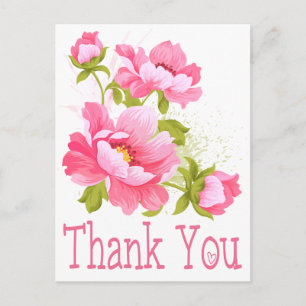Thank You Floral Pink Peonies Flower  Postcard
