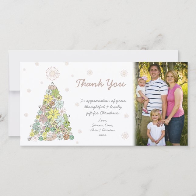 Thank You Flower Christmas Tree Photocard Template (Front)