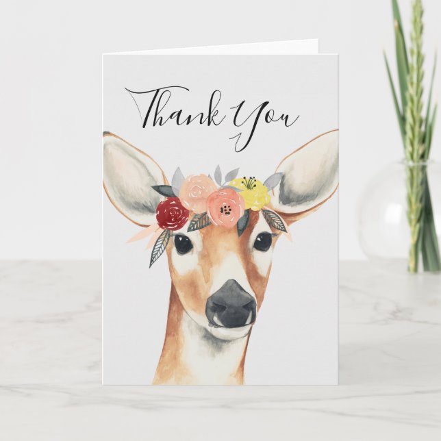 Thank You | Flower Crown Forester Deer Card (Front)