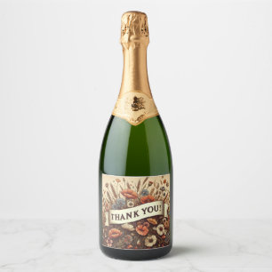 thank you flower field champagne bottle label