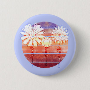 Thank You Flowers at Sunset - Light Blue 6 Cm Round Badge