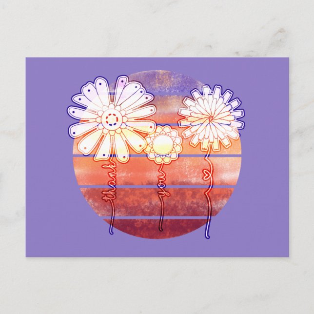 Thank You Flowers at Sunset - Purple Postcard (Front)