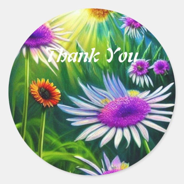 Thank You Flowers  Classic Round Sticker  (Front)