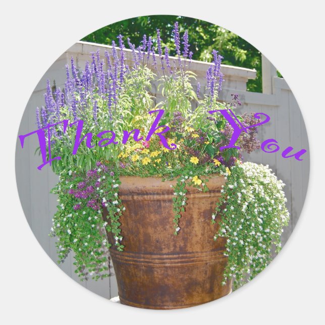 Thank You Flowers Classic Round Sticker (Front)