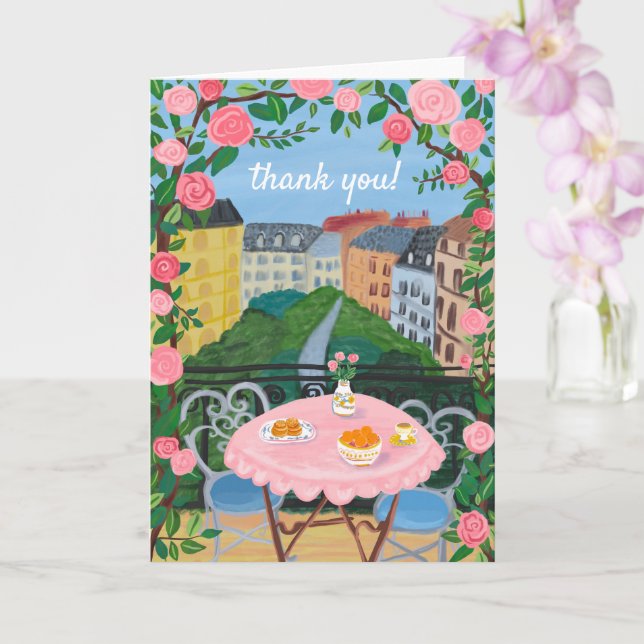 THANK YOU Flowers Terrace Tea Time Paris Card (Orchid)