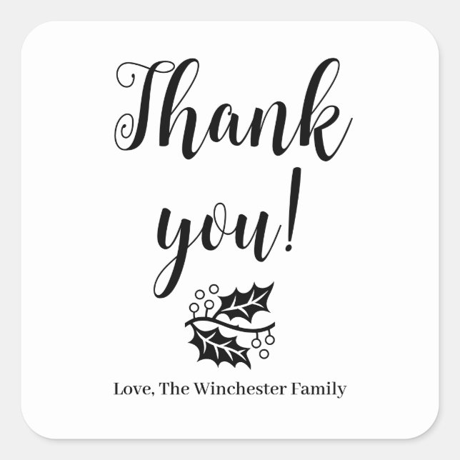 Thank You foliage custom script Thanksgiving Square Sticker (Front)