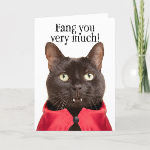 Thank You For Anyone Funny Cat Vampire Humour Holiday Card