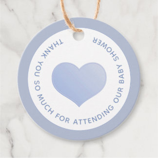 THANK YOU FOR ATTENDING OUR BABY SHOWER BLUE HEART FAVOUR TAGS
