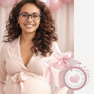 THANK YOU FOR ATTENDING OUR BABY SHOWER PINK HEART FAVOUR TAGS