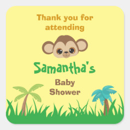Thank you for attending safari baby shower  square sticker