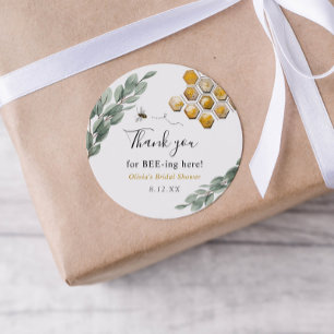 Thank you for Bee-ing here Eucalyptus Classic Round Sticker