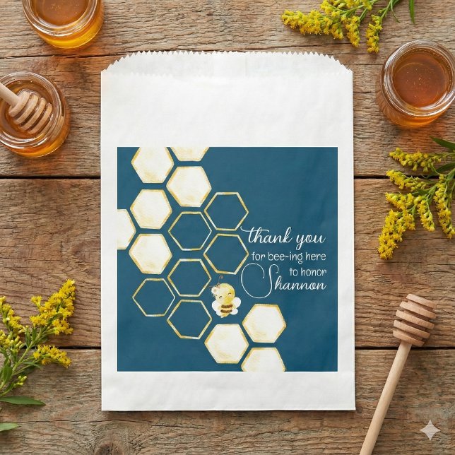 Thank You For Bee-ing Here Favour Bags (Celebrate the special new mom with these, "Thank you for bee-ing here" bee favor bags! )