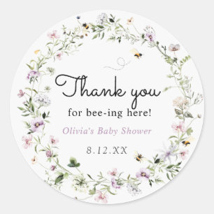Thank you for Bee-ing Here Wildflower  Classic Round Sticker