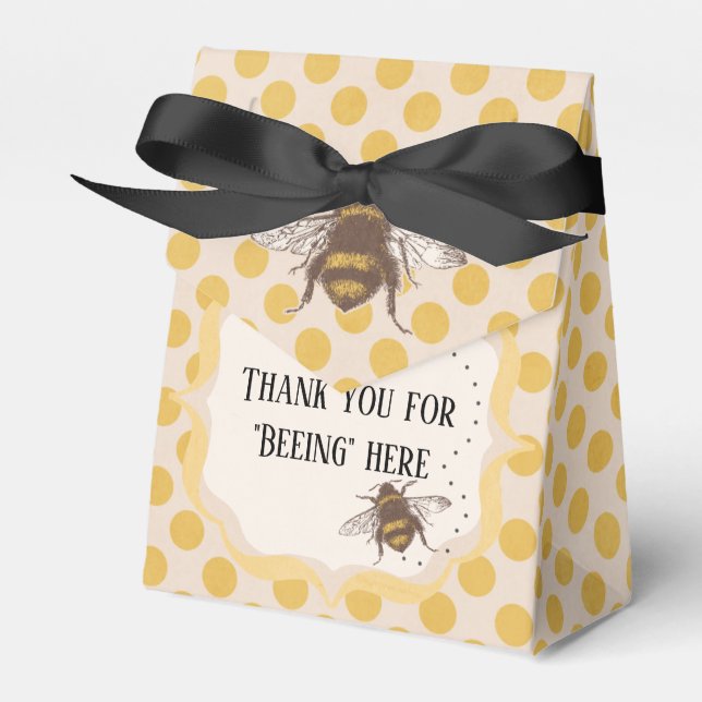 Thank you for "Beeing" here Polka Dot favour boxes (Front Side)