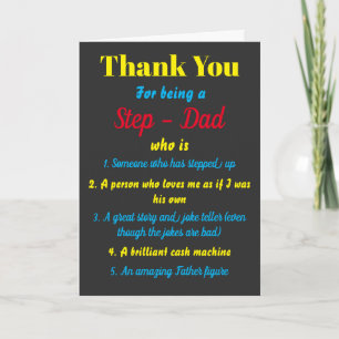 Thank You For Being A Stepdad who is Quotes Card