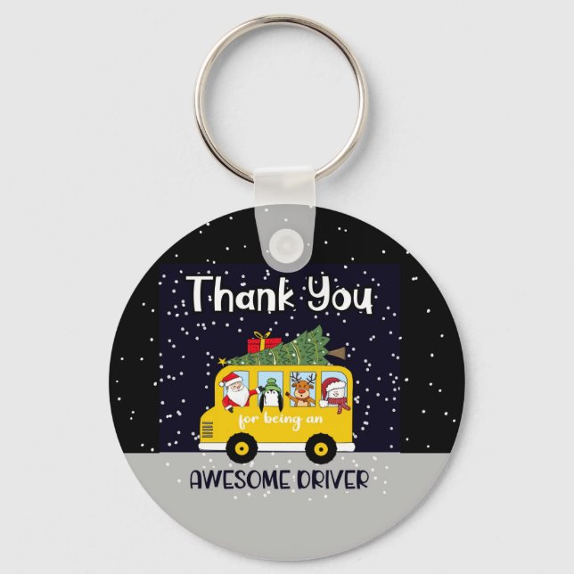 thank you for being an awesome school bus driver m key ring (Front)