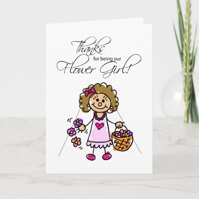 Thank You for Being Flower Girl, Brunette Hair Card (Front)