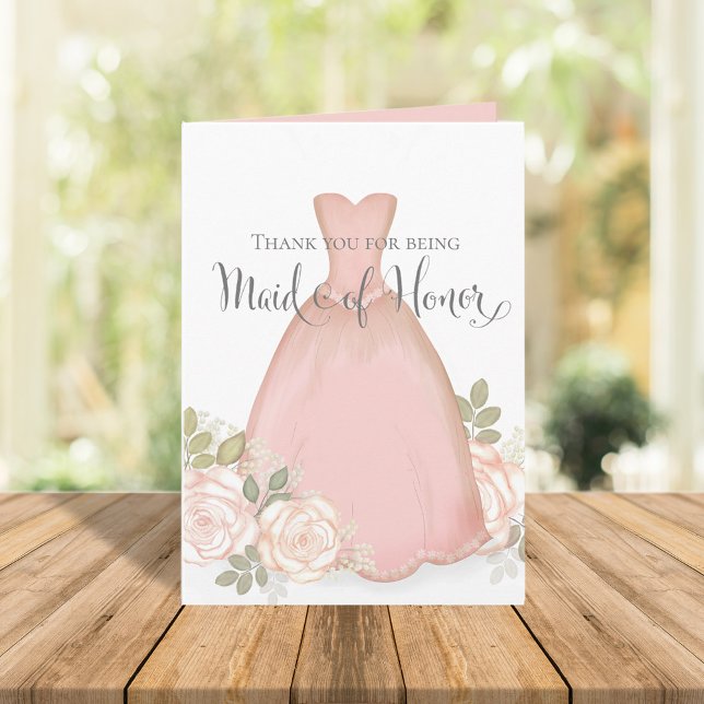 Thank You for being Maid of Honour Blush Pink Card (Creator Uploaded)