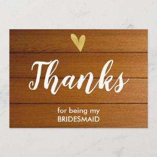 Thank You For Being My Bridesmaid Card   Barn Wood