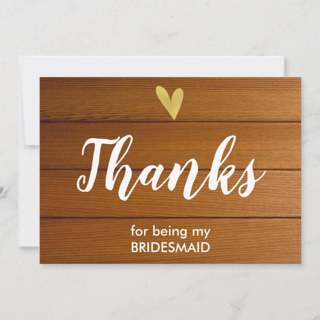 Thank You For Being My Bridesmaid Card | Barn Wood (Front)