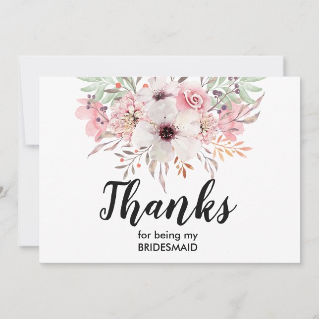 Thank You For Being My Bridesmaid Card | Floral (Front)