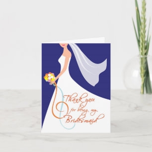 Thank you for being my bridesmaid - Navy Blue Card