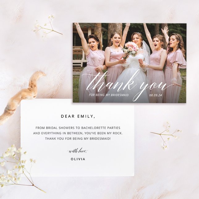 Thank you for Being My Bridesmaid Photo  Invitation (Creator Uploaded)