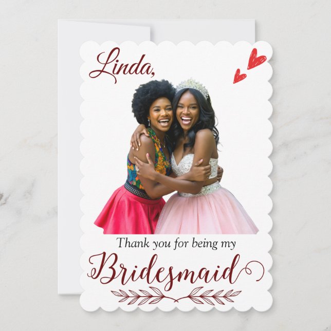 Thank You for Being My Bridesmaid Proposal Card (Front)