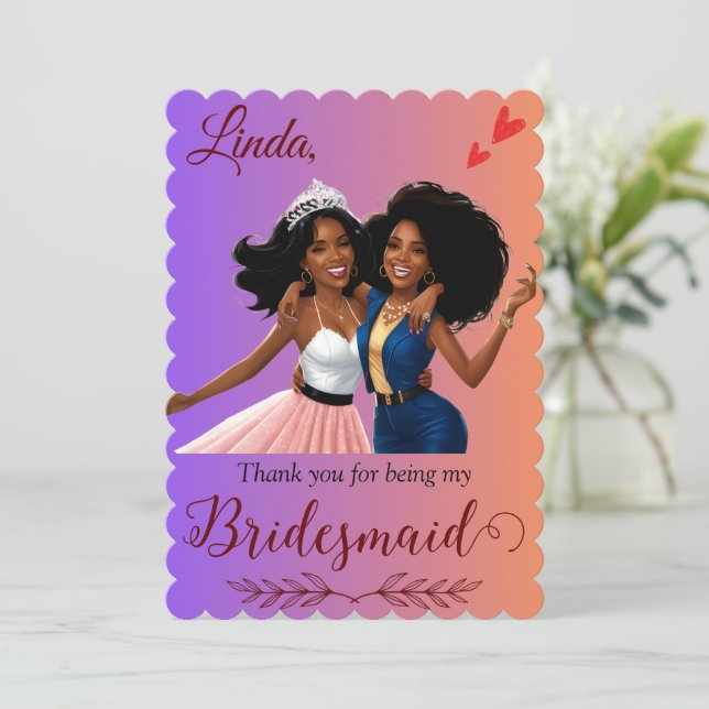 Thank You for Being My Bridesmaid Proposal Card (Standing Front)