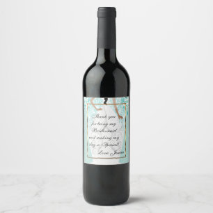 Thank You for being My Bridesmaid Wine Label
