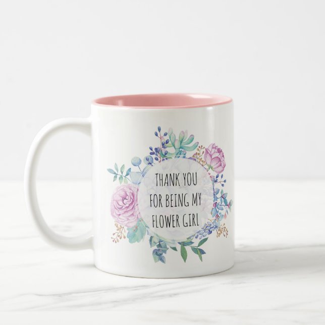 thank you for being my flower girl floral mug (Left)