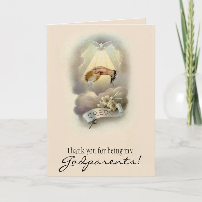 Thank You for Being my Godparents Baptism Catholic Invitation (Front)