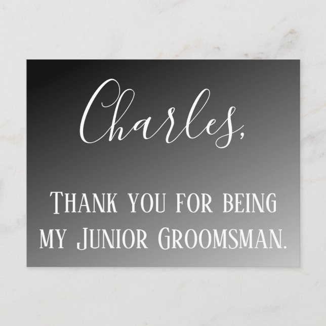 Thank You for being my Junior Groomsman Postcard (Front)