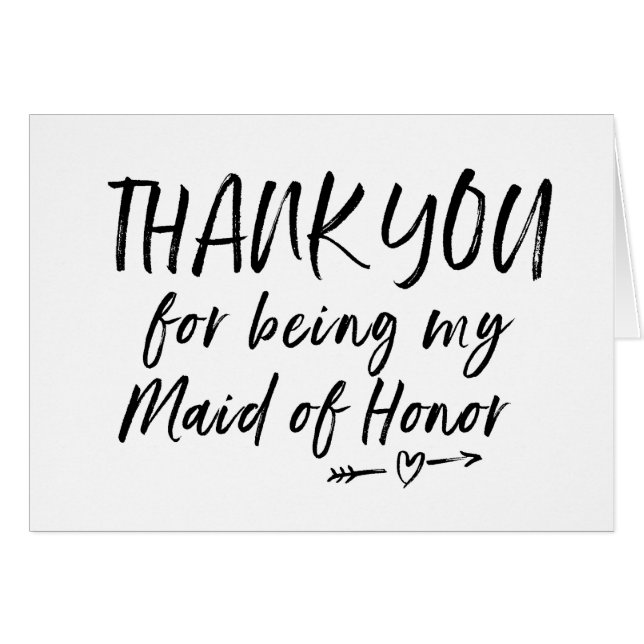 Thank You For Being My Maid of Honor Wedding Card (Front Horizontal)
