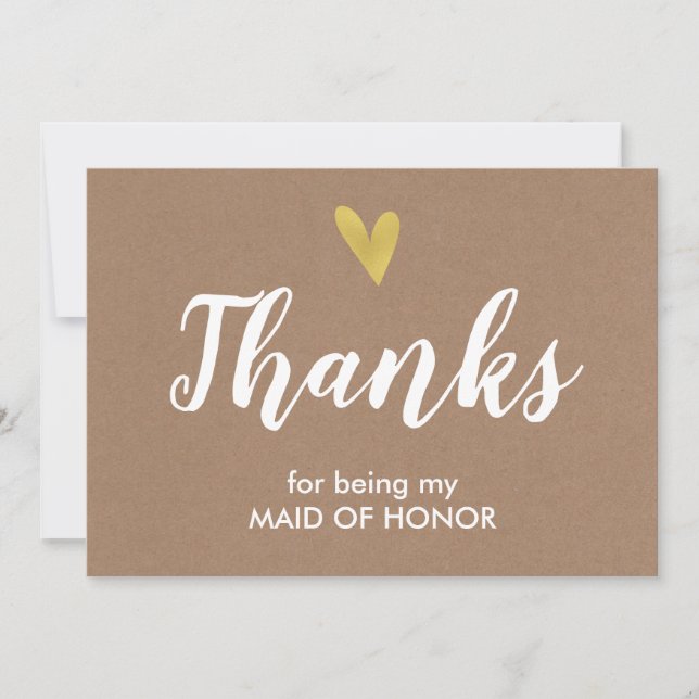 Thank You For Being My Maid Of Honour Card | Kraft (Front)