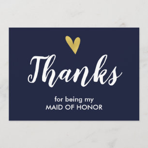 Thank You For Being My Maid Of Honour Card Navy