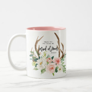 thank you for being my maid of honour floral mug
