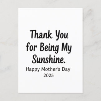 Thank You for Being My Sunshine Mum Gifts Holiday Postcard