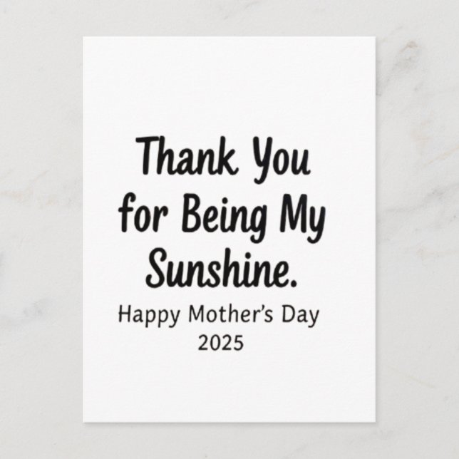 Thank You for Being My Sunshine Mum Gifts Holiday Postcard (Front)
