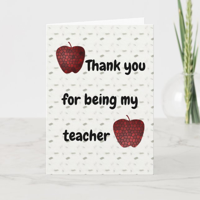 Thank You For Being My Teacher Mosaic Red Apples (Front)