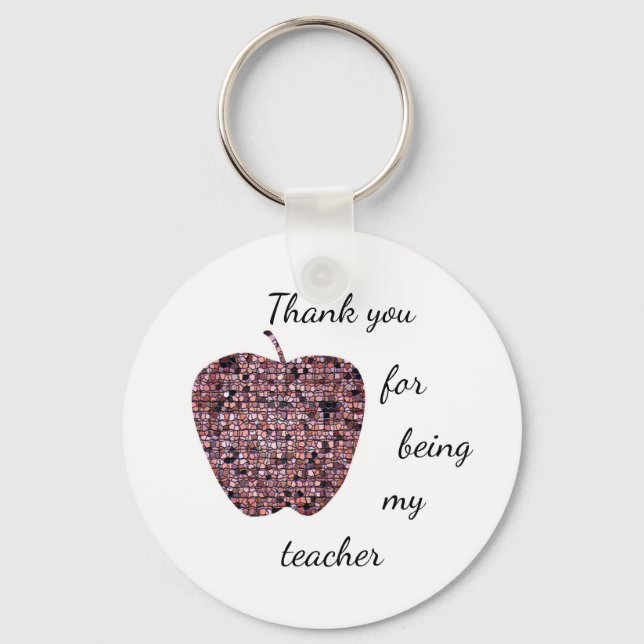 Thank You For Being My Teacher Stained Glass Apple Key Ring (Front)