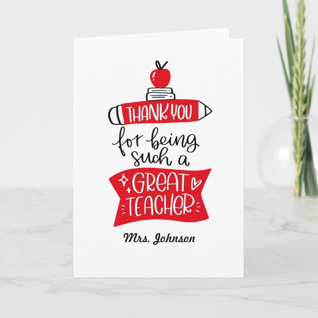 Thank You for Being Such a Great Teacher Card (Front)