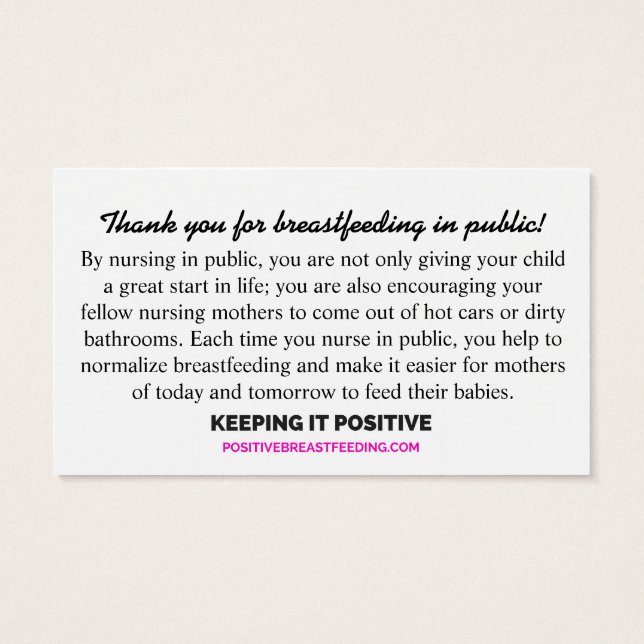 Thank You for Breastfeeding in Public Cards (Back)