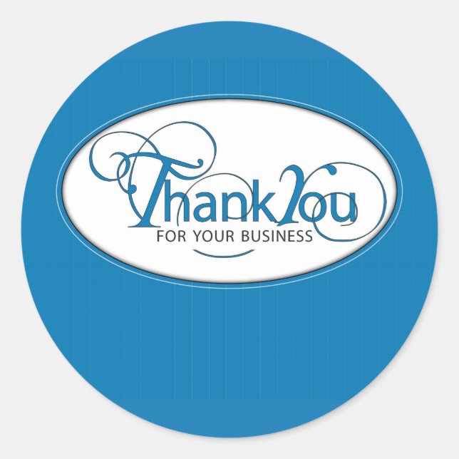 Thank You For Business, Blue Script Classic Round Sticker (Front)