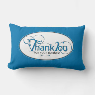 Thank You For Business, Blue Script Lumbar Cushion